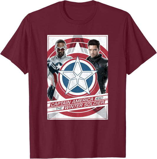 Marvel Captain America and the Winter Soldier Sam and Bucky T-Shirt - T-Shirt | Maroon