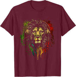 Rasta Reggae Lion Of Judah Rastafarian Pride Reggae Music T-Shirt - T-Shirt | Maroon