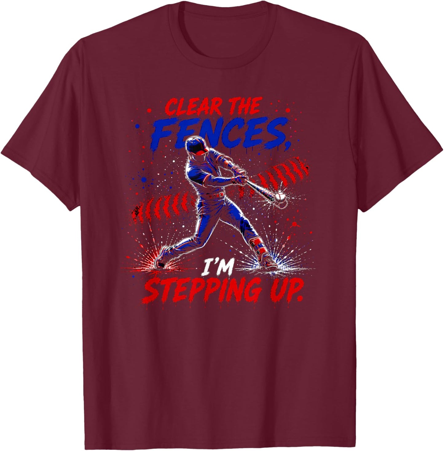 Baseball Batter Homerun Boys Men Paint Splatter Sports T-Shirt - T-Shirt | Maroon