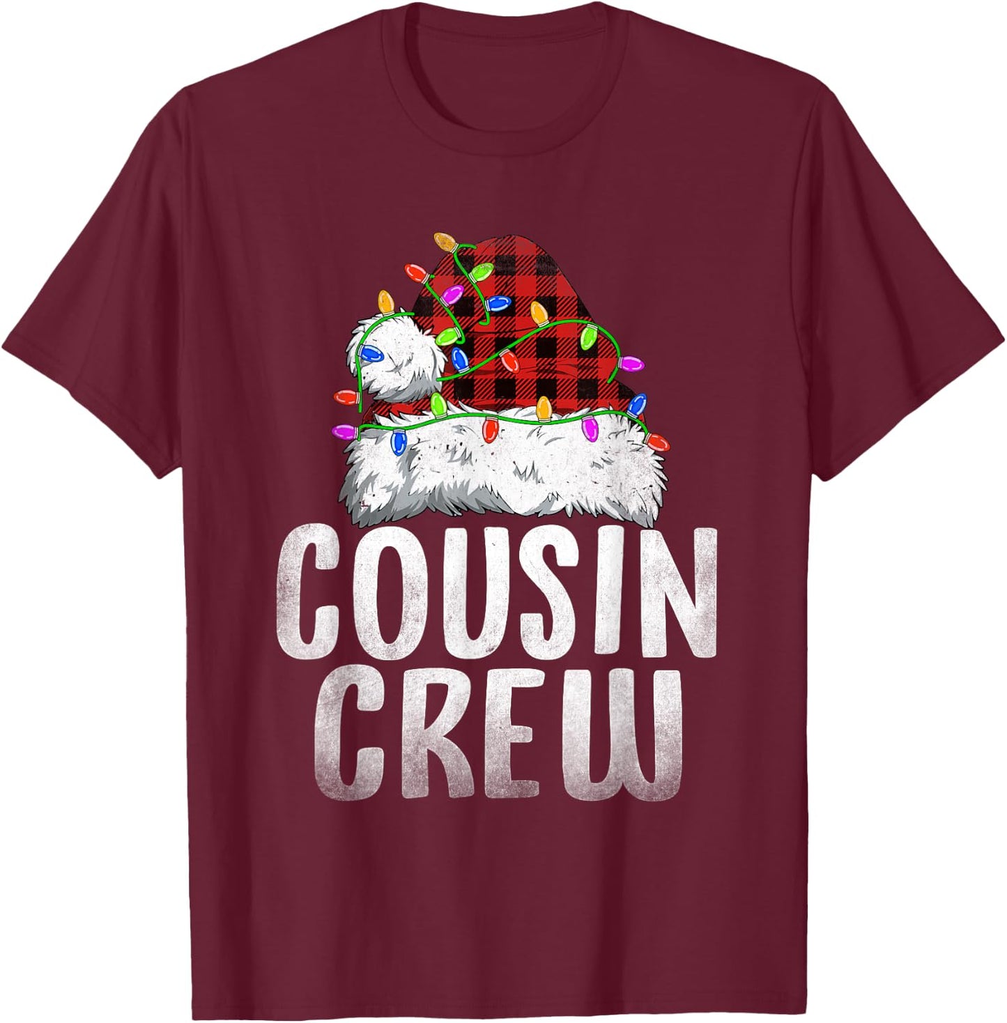 Christmas Cousin Crew Santa Xmas Family Matching Pajamas T-Shirt - T-Shirt | Maroon
