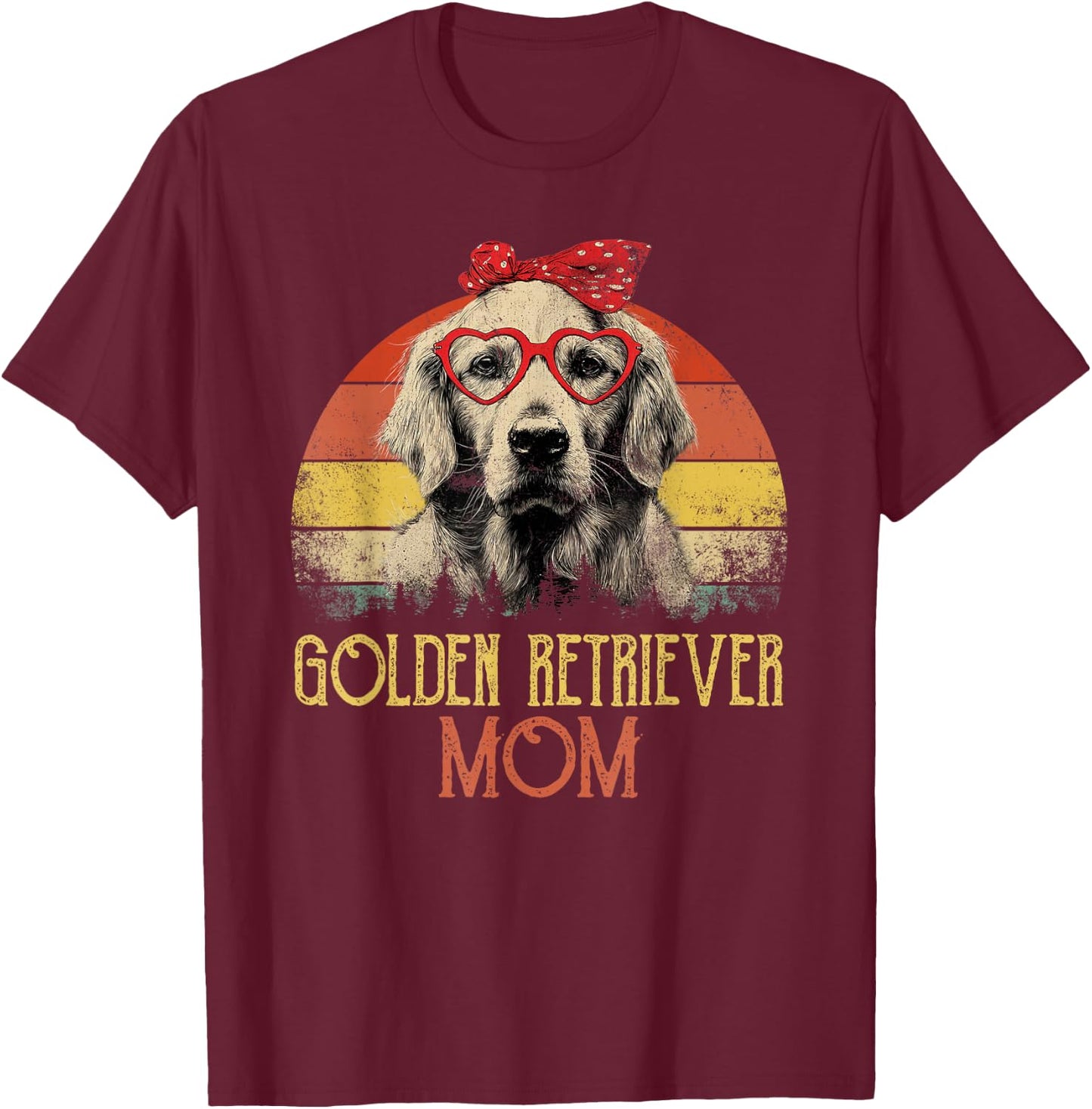 Golden Retriever Mom Dog Retro Vintage Design Damen T-Shirt - T-Shirt | Maroon