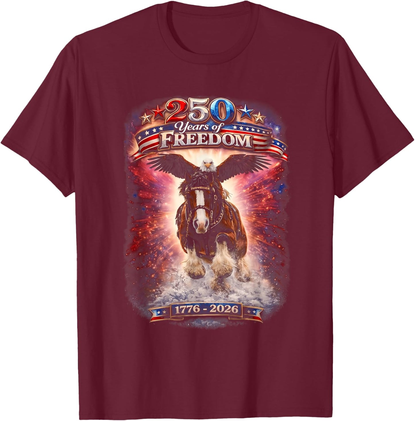 250 Years American 1776 2026 250th USA Birthday 4th of July T-Shirt - T-Shirt | Maroon