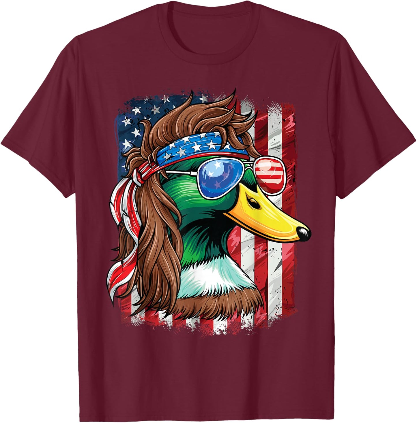 Duck Hunter American Flag Waterfowl Hunting T-Shirt - T-Shirt | Maroon
