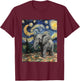 Cute Elephant Africa - Van Gogh Style - Starry Night T-Shirt - T-Shirt | Maroon