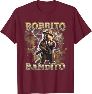 Bobrito Bandito Beaver Design T-Shirt - T-Shirt | Maroon