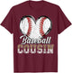 Softball Baseball Cousin Heart Leopard Print Mother's Day T-Shirt - T-Shirt | Maroon