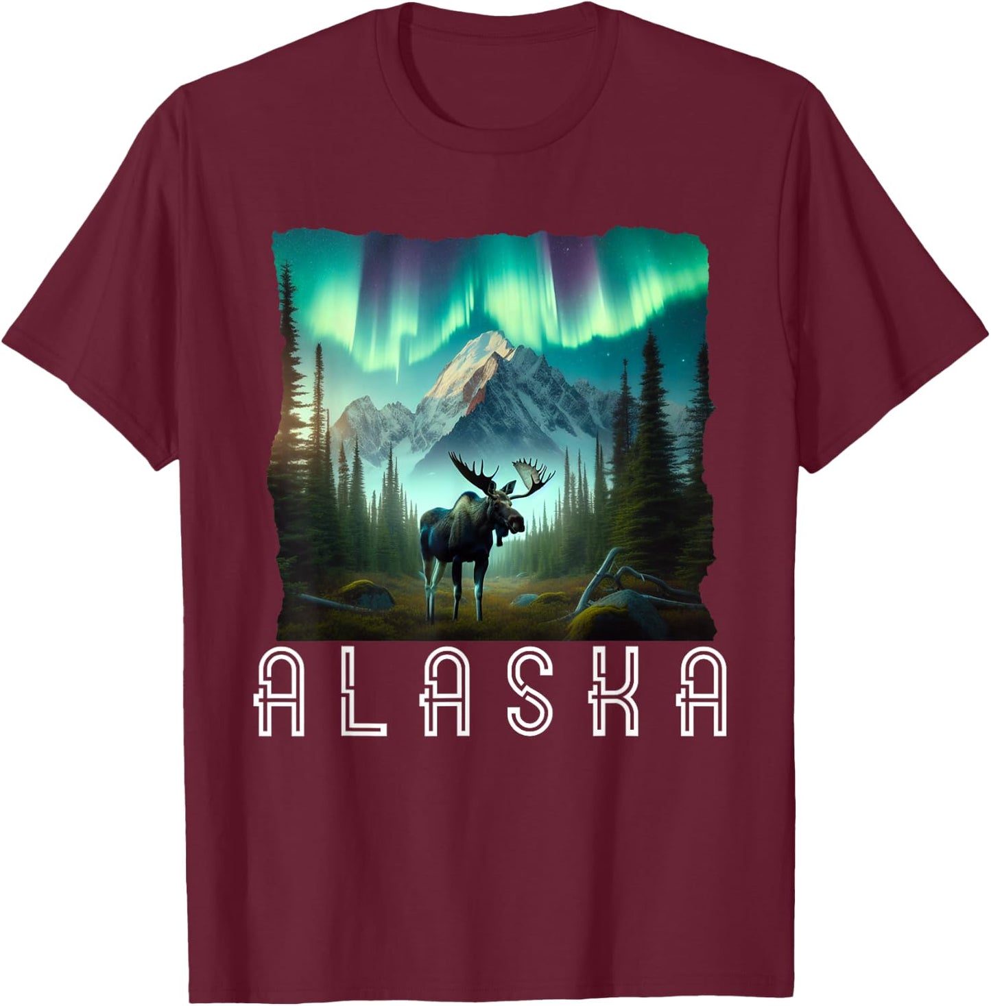 Matching Family Friends and Group Alaska Silhouette T-Shirt - T-Shirt | Maroon