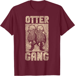 Otter Otter Gang T-Shirt - T-Shirt | Maroon