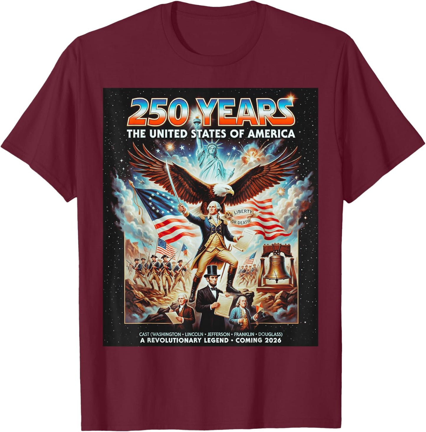 Funny United States 250 Anniversary Retro Poster T-Shirt - T-Shirt | Maroon