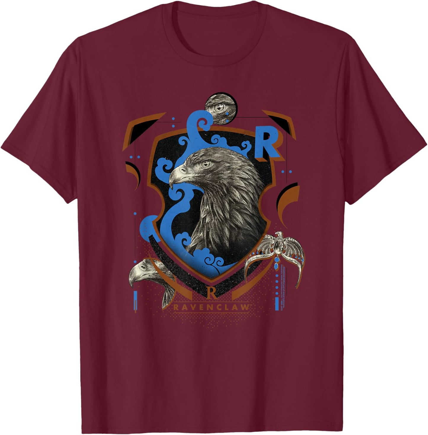 Harry Potter Ravenclaw Shield Realistic Eagle T-Shirt - T-Shirt | Maroon