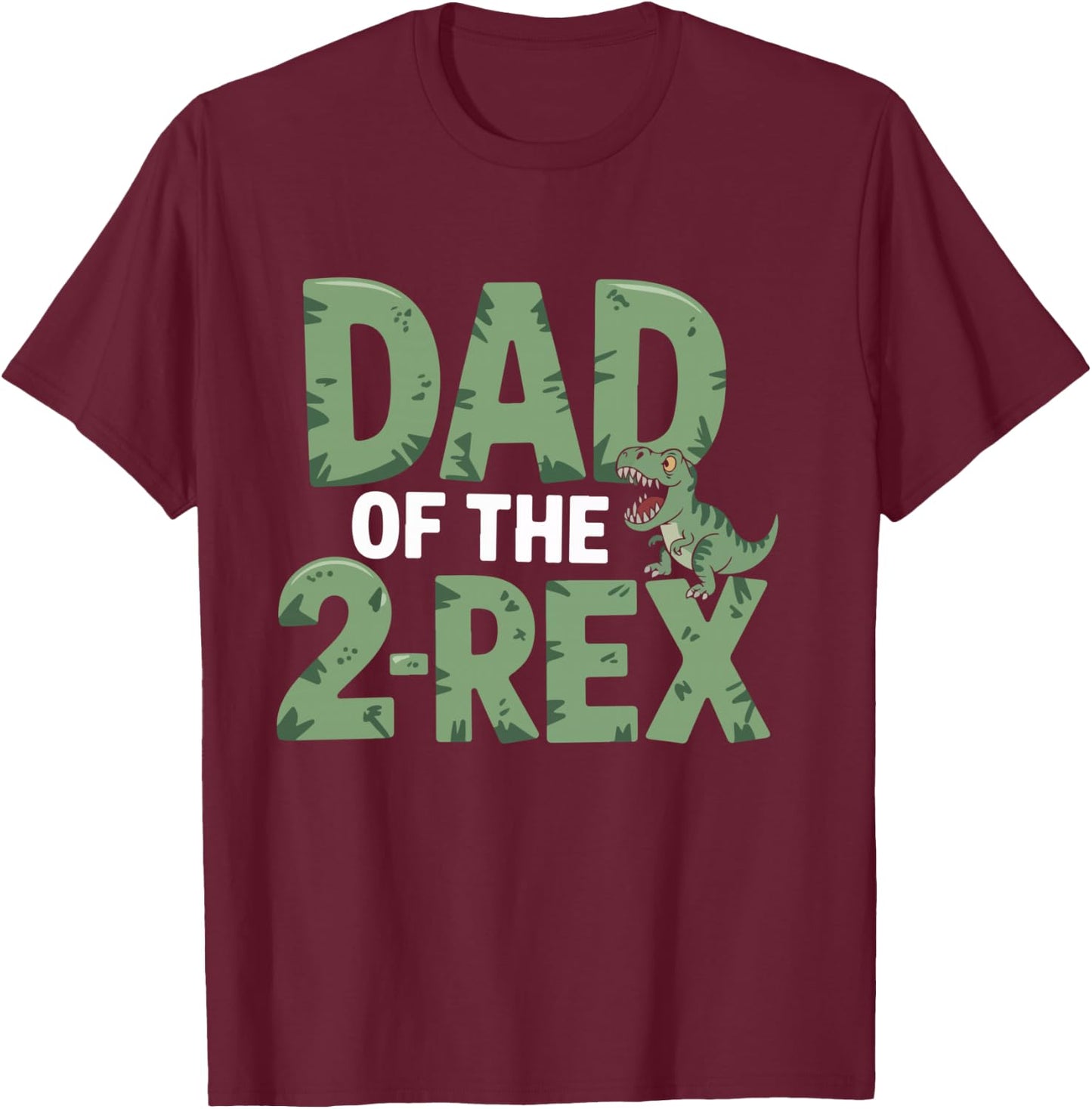 Dad Of The 2-Rex Dinosaur Humor T-Shirt - T-Shirt | Maroon