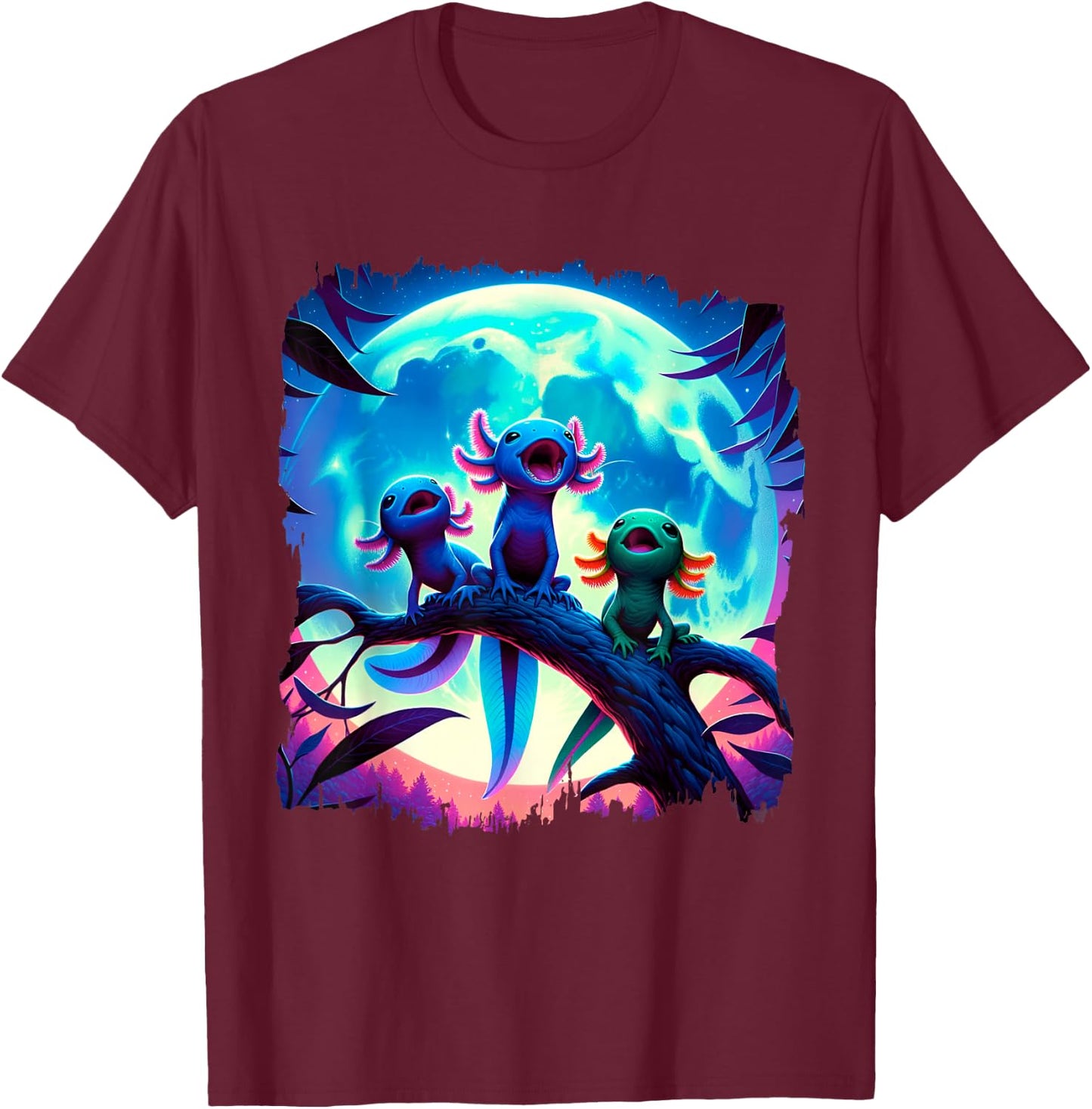 Axolotls Howl At Moon Axolotl Owner T-Shirt - T-Shirt | Maroon