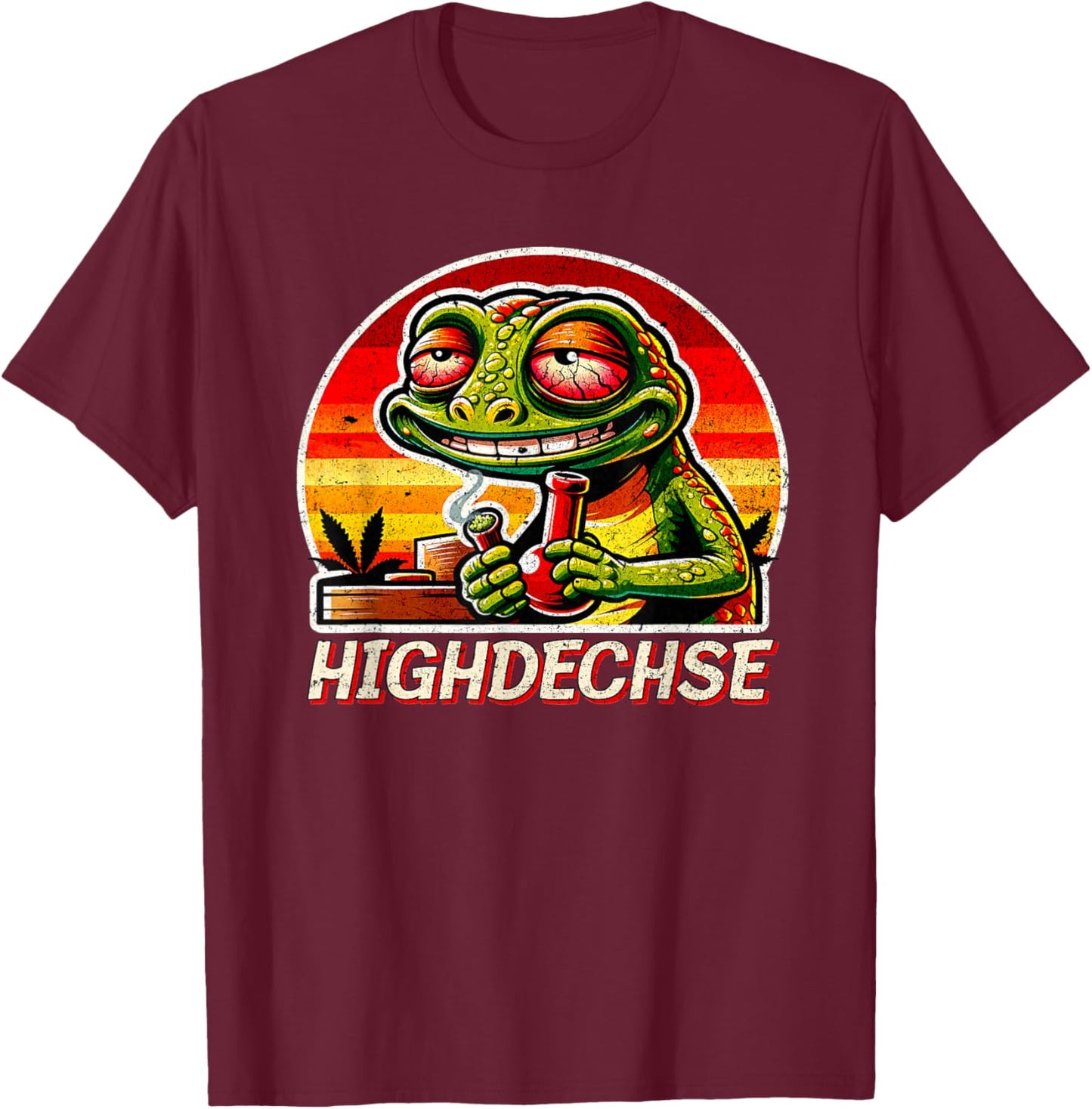 Cannabis Legalisation Kiffen Funny Lizard , black T-Shirt - T-Shirt | Maroon