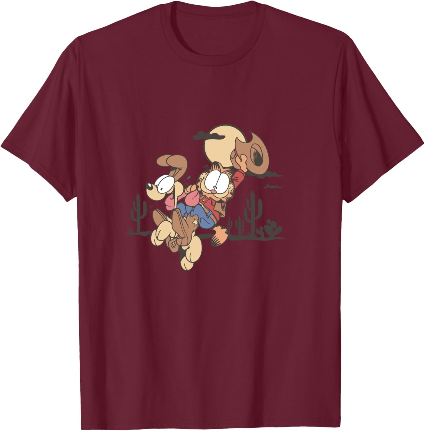 Garfield & Odie Best Friends Desert Vintage T-Shirt - T-Shirt | Maroon