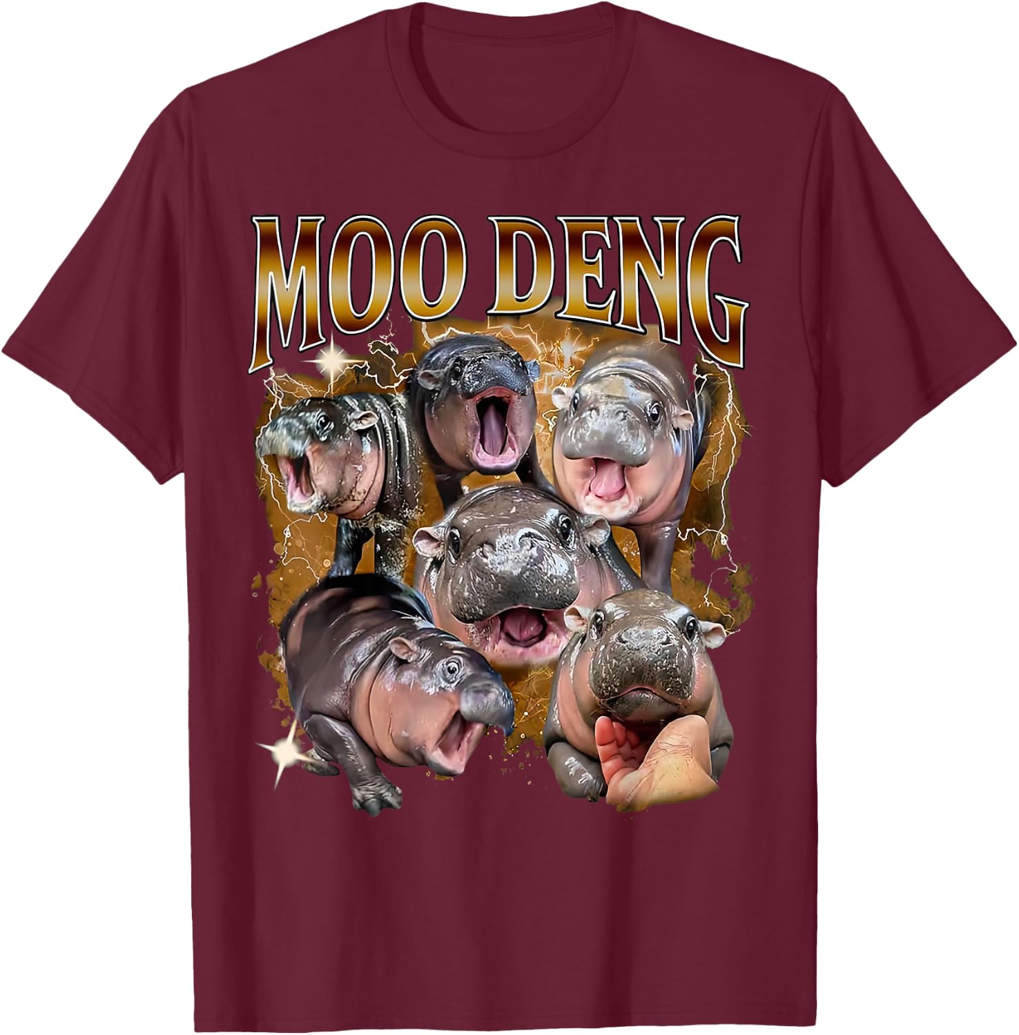 Funny Moo-Deng Baby Pygmy Hippo Cute Zoo For Family T-Shirt - T-Shirt | Maroon