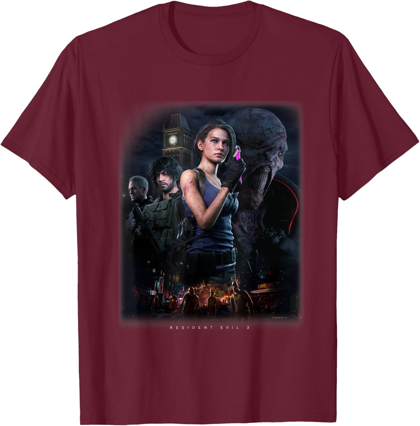 RESIDENT EVIL 3 , black T-Shirt - T-Shirt | Maroon