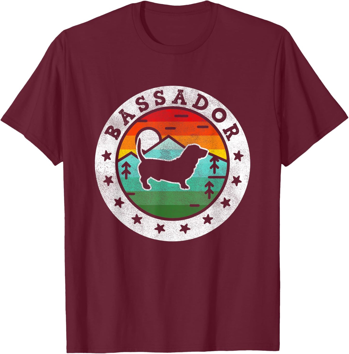 Vintage Bassador Retro Dog Mom Dad Women T-Shirt - T-Shirt | Maroon