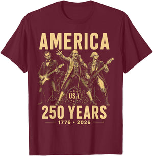Benjamin Franklin George Washington Abraham Lincoln America T-Shirt - T-Shirt | Maroon