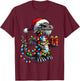 Dragon Wearing Santa Claus Hat Holding A Present Box Xmas T-Shirt - T-Shirt | Maroon
