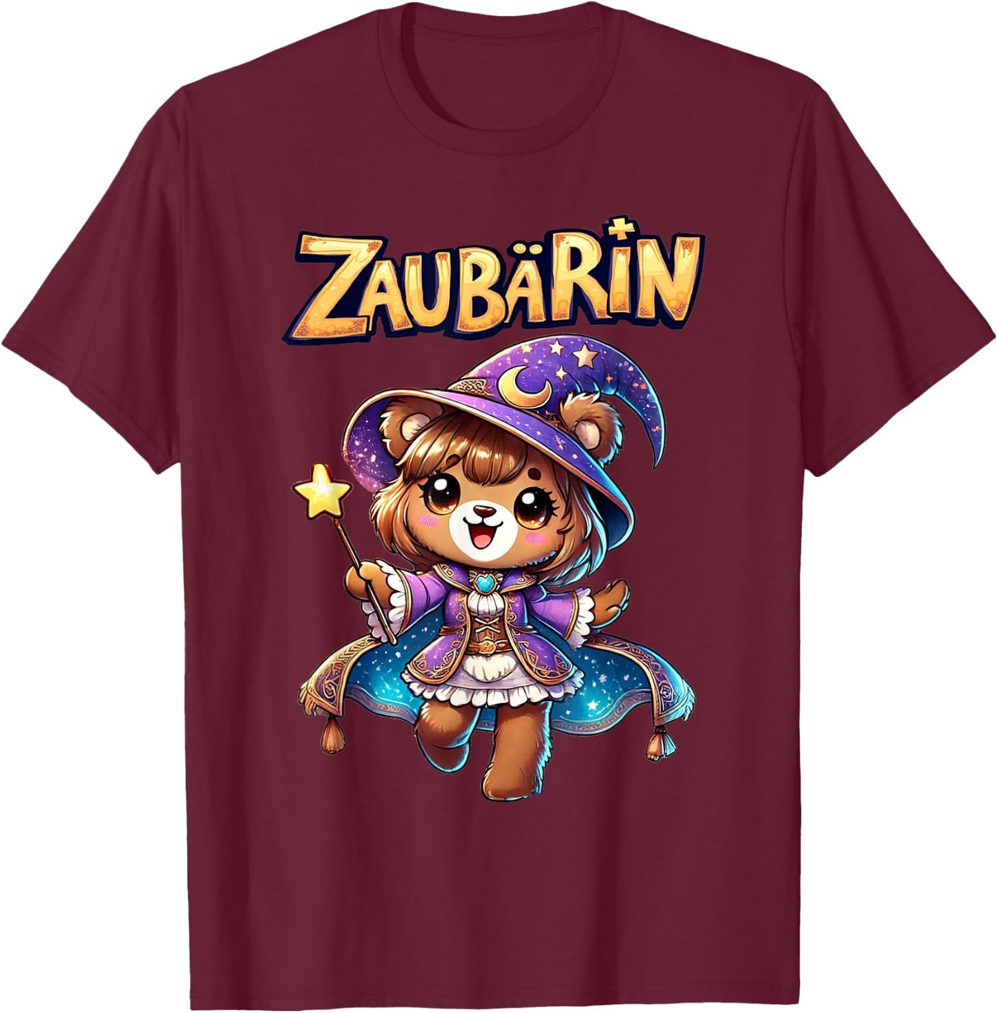 ZauBärin | Karneval Mädchen Kostüm Bär Zauberin T-Shirt - T-Shirt | Maroon