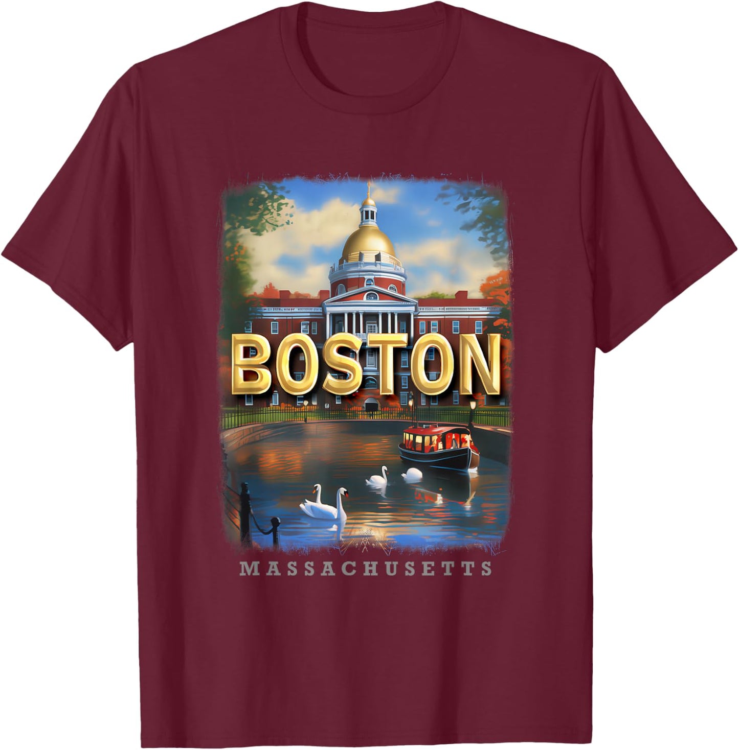 Boston Massachusetts MA Historic Beacon SD273 T-Shirt - T-Shirt | Maroon