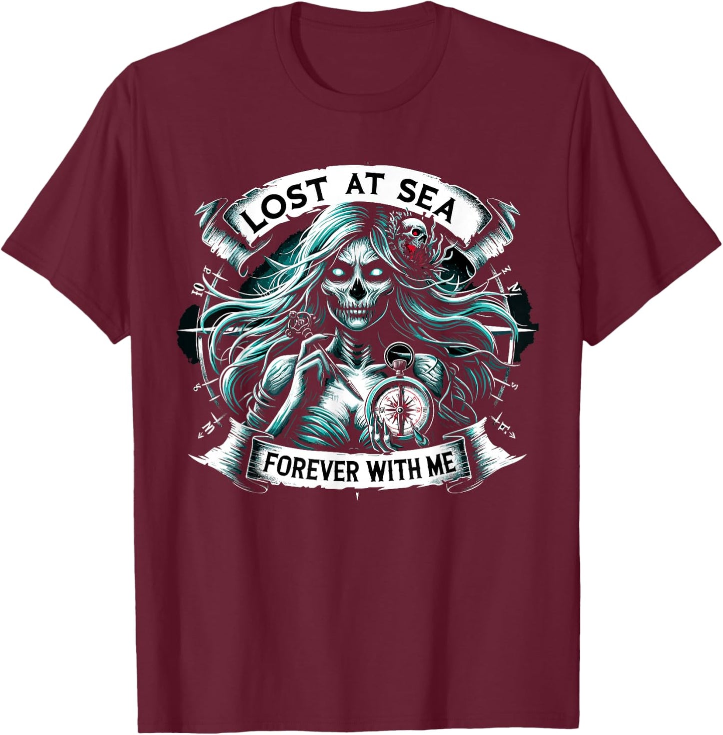 Spooky Sirens Horror Mermaid Creepy Mermaid Haunted Sea T-Shirt - T-Shirt | Maroon