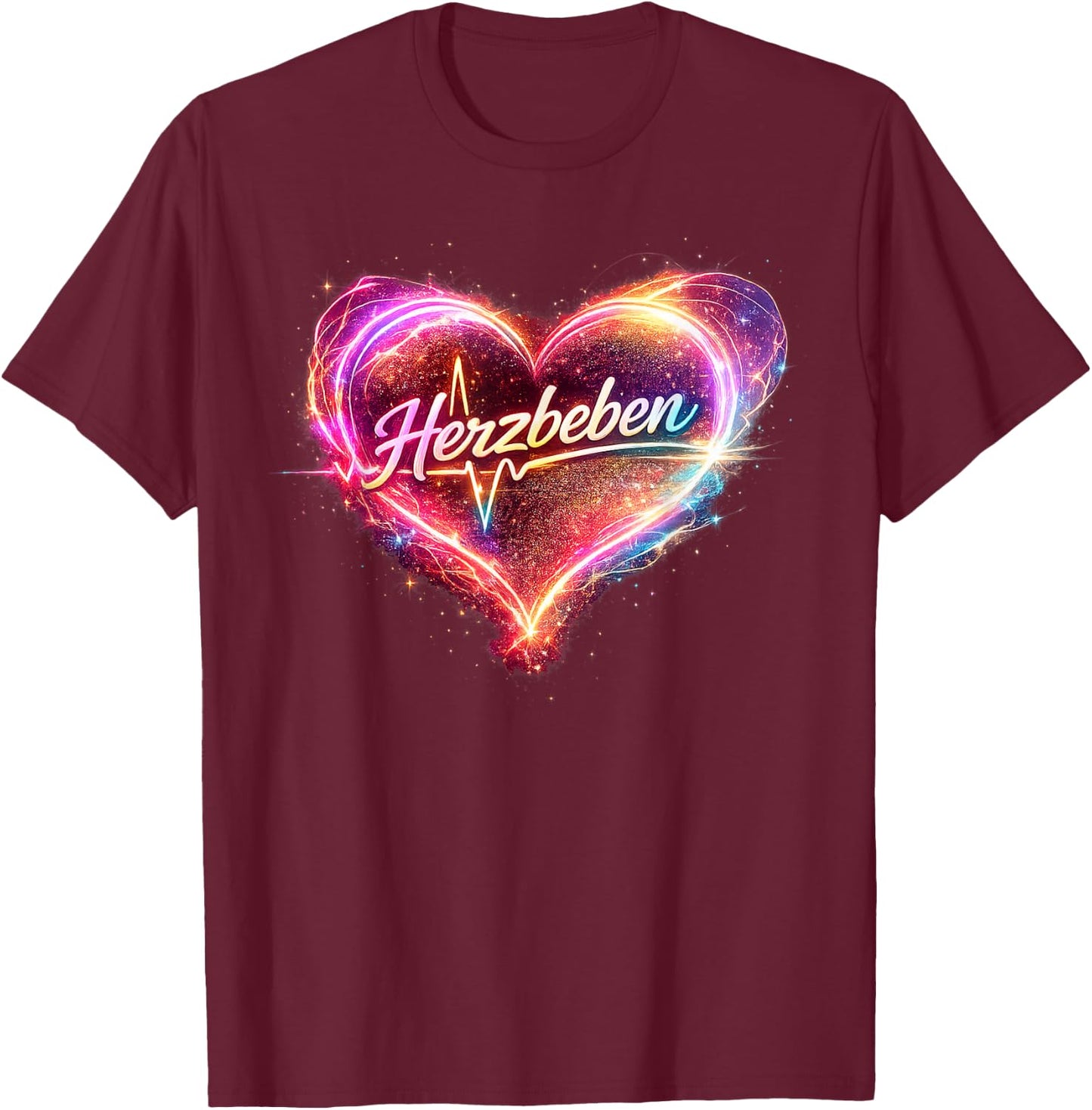 Buntes schwungvolles Herz - Herzbeben T-Shirt - T-Shirt | Maroon
