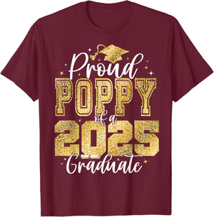 Proud Poppy of a Class of 2026 Graduate Senior Graduation T-Shirt - T-Shirt | Maroon
