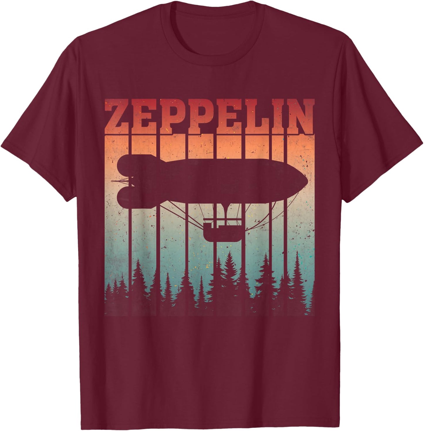 Zeppelin Retro Dirigible Vintage Zepelin Airship T-Shirt - T-Shirt | Maroon