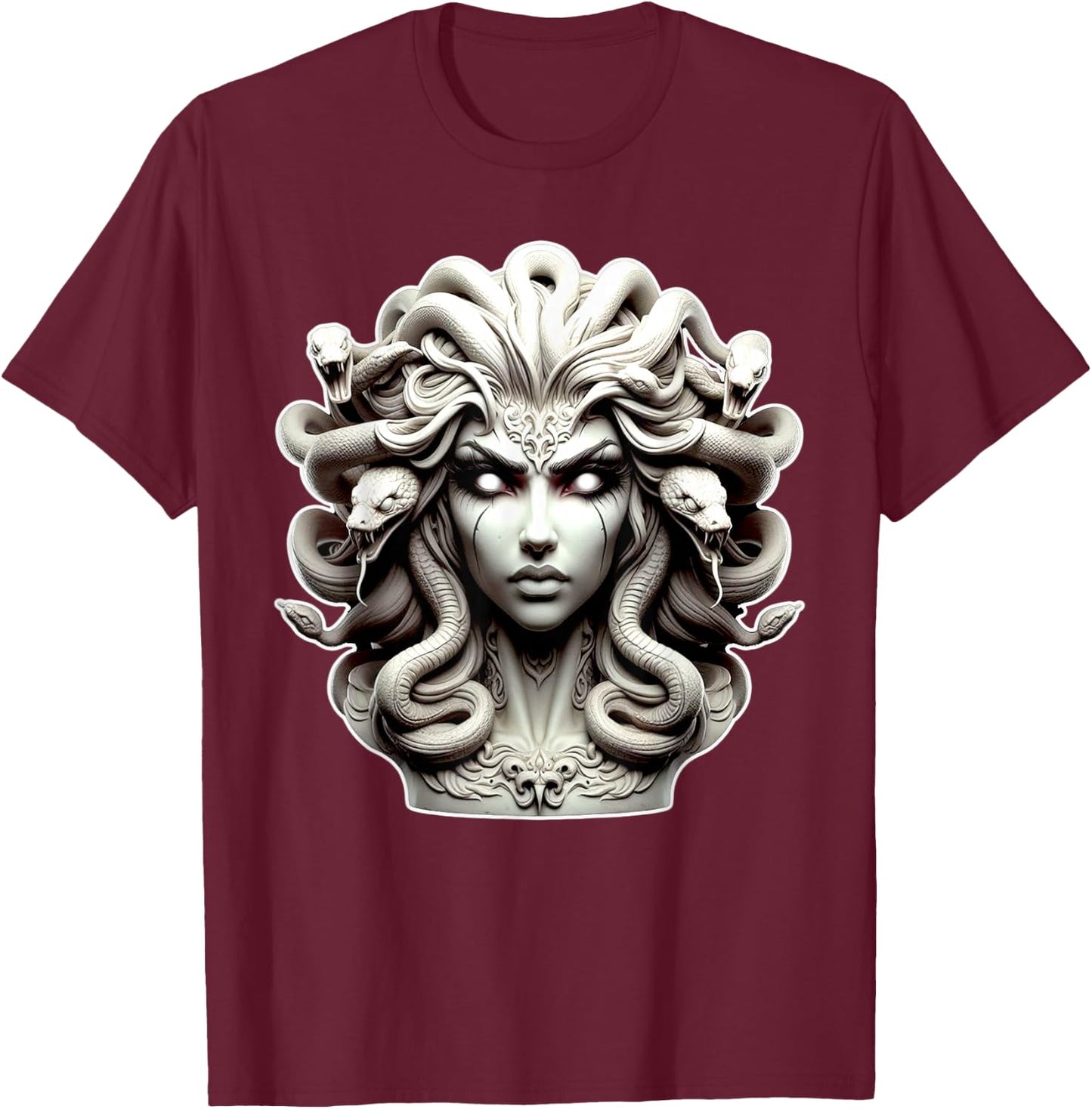 Medusa x Snake Serpent x Greek Goddess T-Shirt - T-Shirt | Maroon