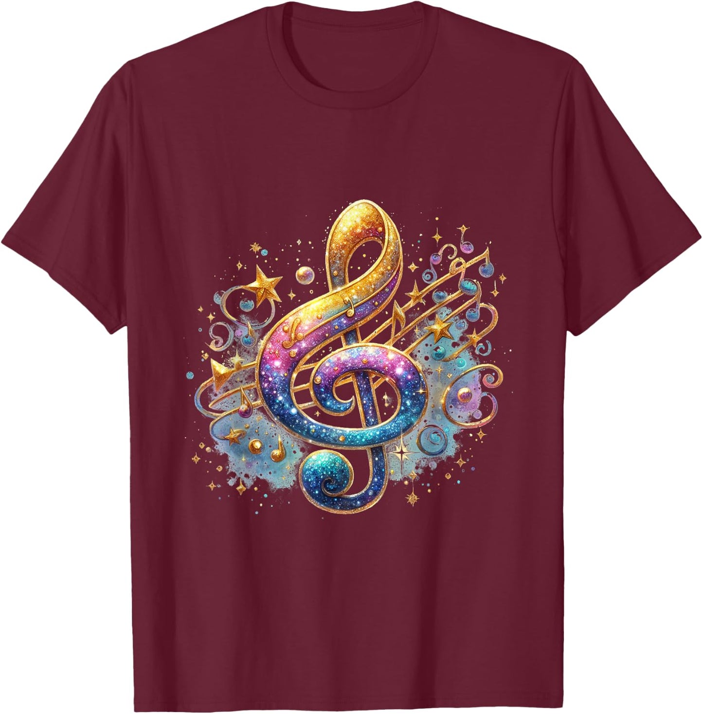 Musician Musical Note - Treble Blue Bass Singer Melody Purple T-Shirt - T-Shirt | Maroon