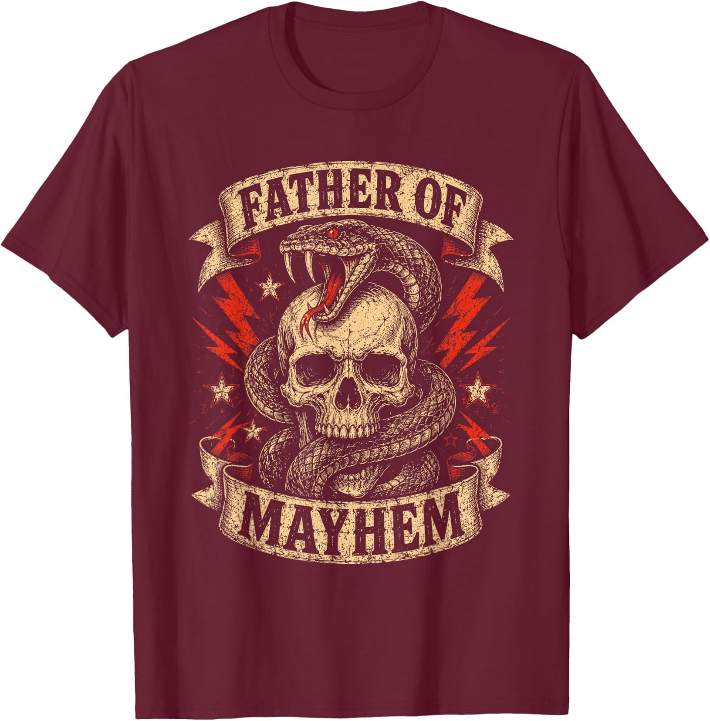 Father's Day Father of Mayhem Funny Dad Matching Family T-Shirt - T-Shirt | Maroon