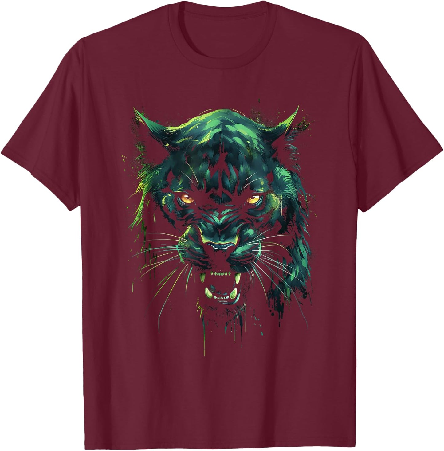 Panther with beautiful green eyes black panthers T-Shirt - T-Shirt | Maroon