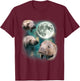 3 Manatee Moon | Three Funny Sea Cows Howl At Moon Manatee T-Shirt - T-Shirt | Maroon