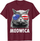 Meowica Cat 4th of July Merica Men Women USA American Flag T-Shirt - T-Shirt | Maroon