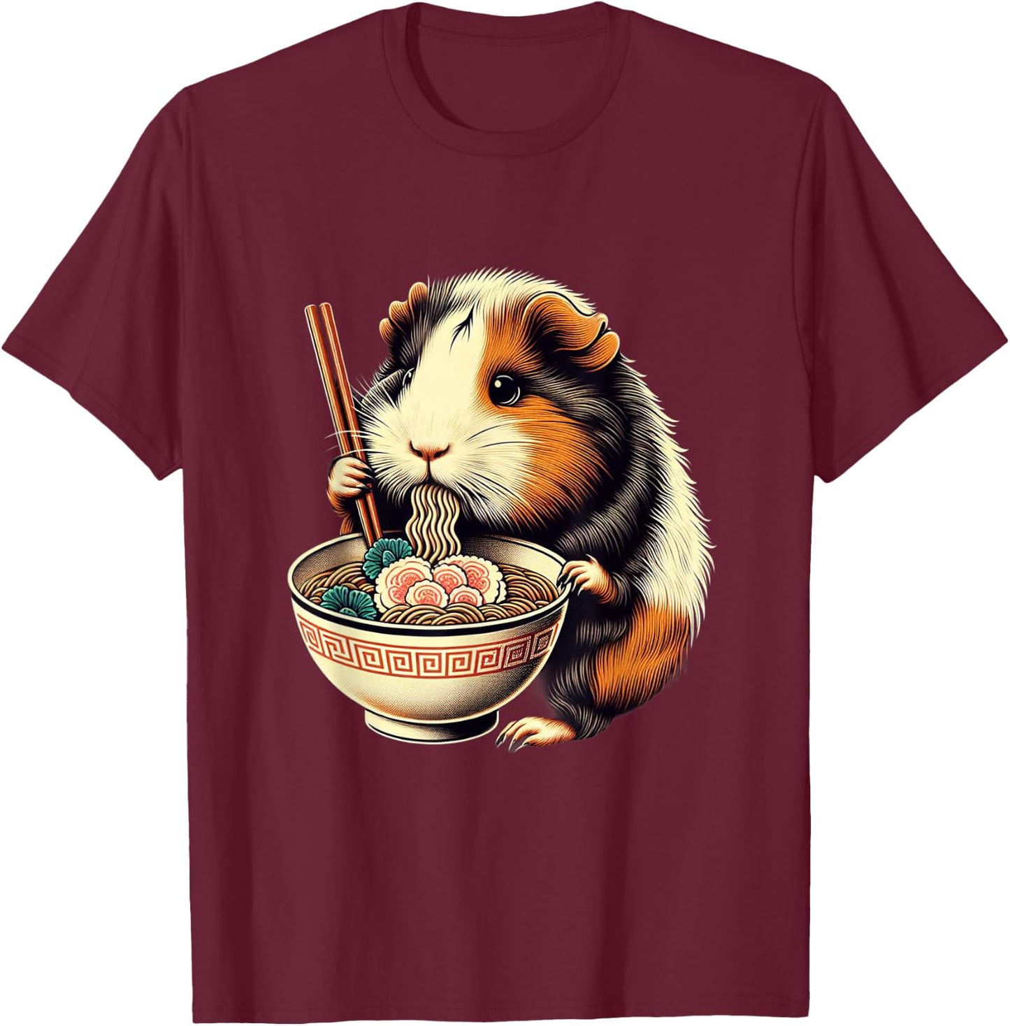 Guinea Pig Ramen Kawaii Neko Japanese Noodles Aesthetic T-Shirt - T-Shirt | Maroon