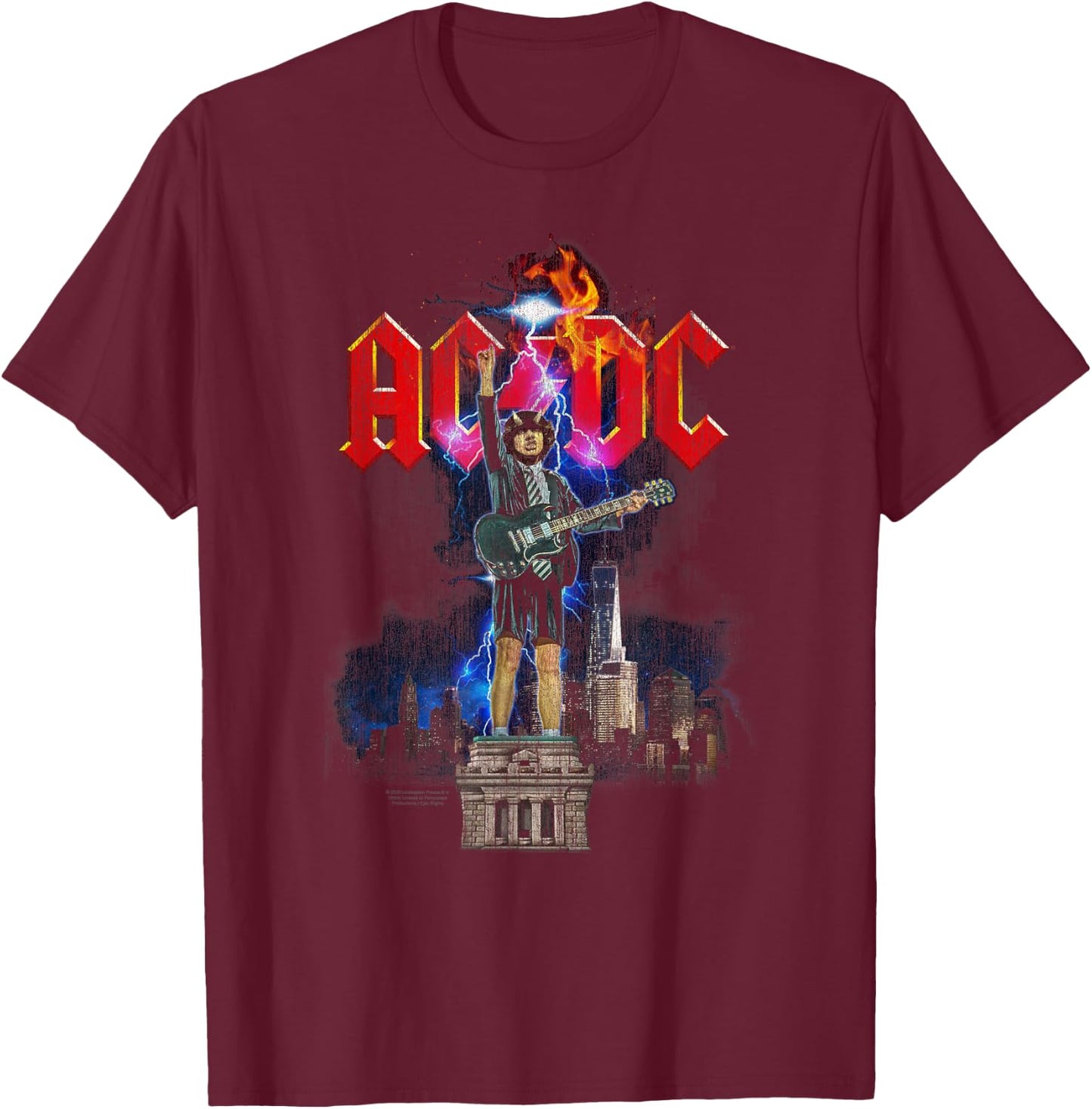 ACDC Angus NYC Lightning , black T-Shirt - T-Shirt | Maroon