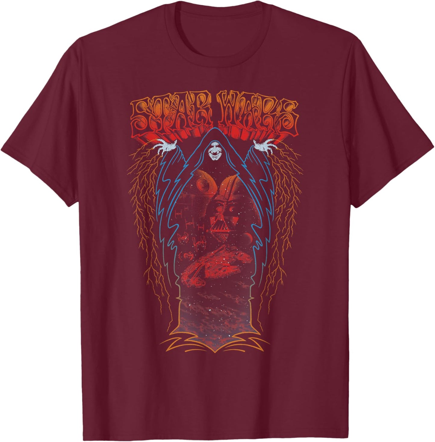 Star Wars Emperor Palpatine Vader Groovy Psychedelic T-Shirt - T-Shirt | Maroon