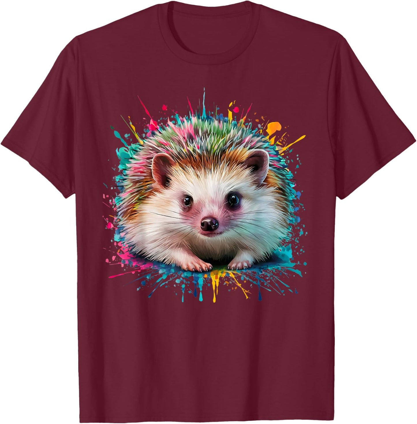 Hedgehog Men Woman Colorful Watercolor Hedgehog T-Shirt - T-Shirt | Maroon