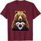 South Korea Flag Heart Pride Heritage Bear South Korean T-Shirt - T-Shirt | Maroon