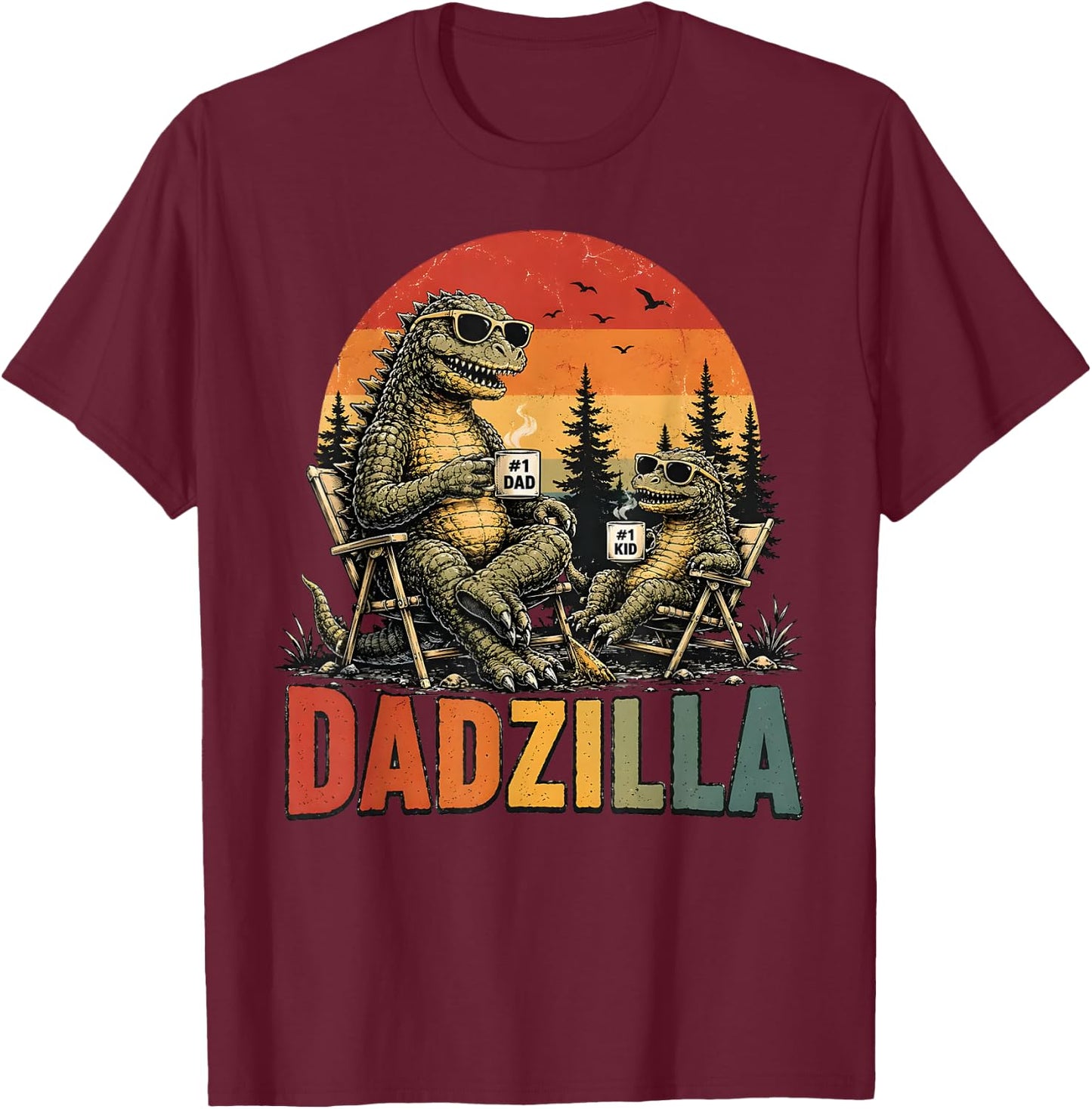 Vintage Dadzilla Father of The Fist Bump Dad Son Daughter T-Shirt - T-Shirt | Maroon