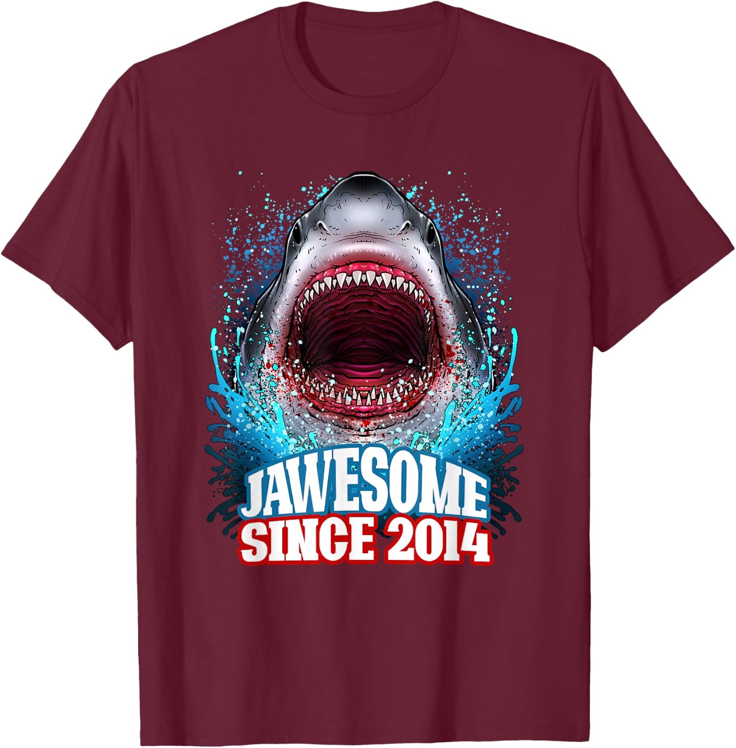 11th Birthday Jawesome Since 2014 Shark 11 Years Old T-Shirt - T-Shirt | Maroon
