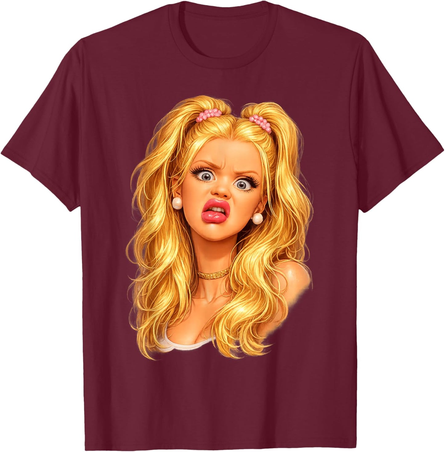 Lustiges Meme Gesicht Doll Face Sarkasmus Design mit Love T-Shirt - T-Shirt | Maroon