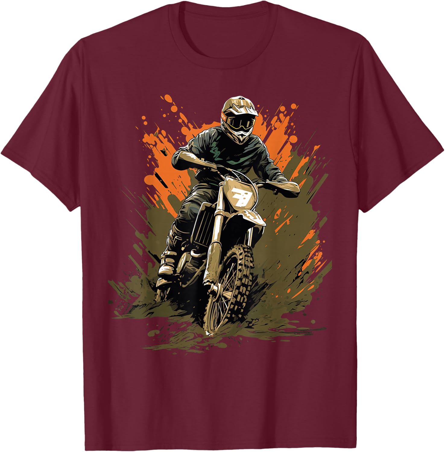 Dirt Bike Camouflage Motocross Motorcycle Design for Boys T-Shirt - T-Shirt | Maroon