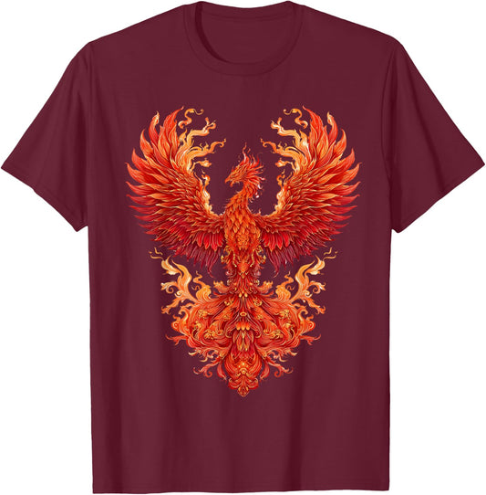 Flaming Dragon Mythical Creature T-Shirt - T-Shirt | Maroon