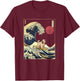 Tibetan Terrier Japanese Kanagawa Wave Funny Surf Dog T-Shirt - T-Shirt | Maroon