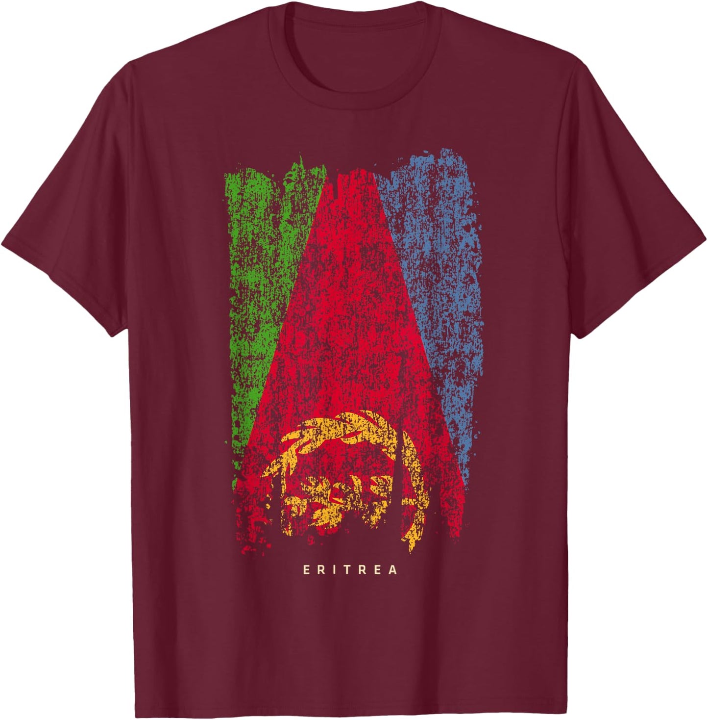Vintage Eritrea Retro Eritrean Flag Shirt T-Shirt - T-Shirt | Maroon