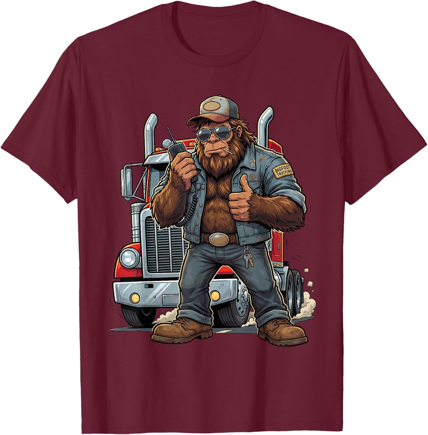 Bigfoot Truck Driver Sasquatch Semi Trucking Professional T-Shirt - T-Shirt | Maroon
