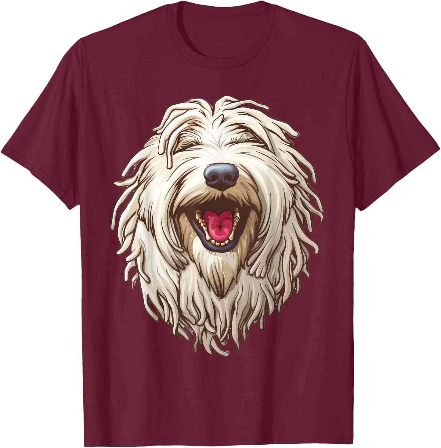 Komondor | Hungarian sheepdog | Cartoon Artwork T-Shirt - T-Shirt | Maroon