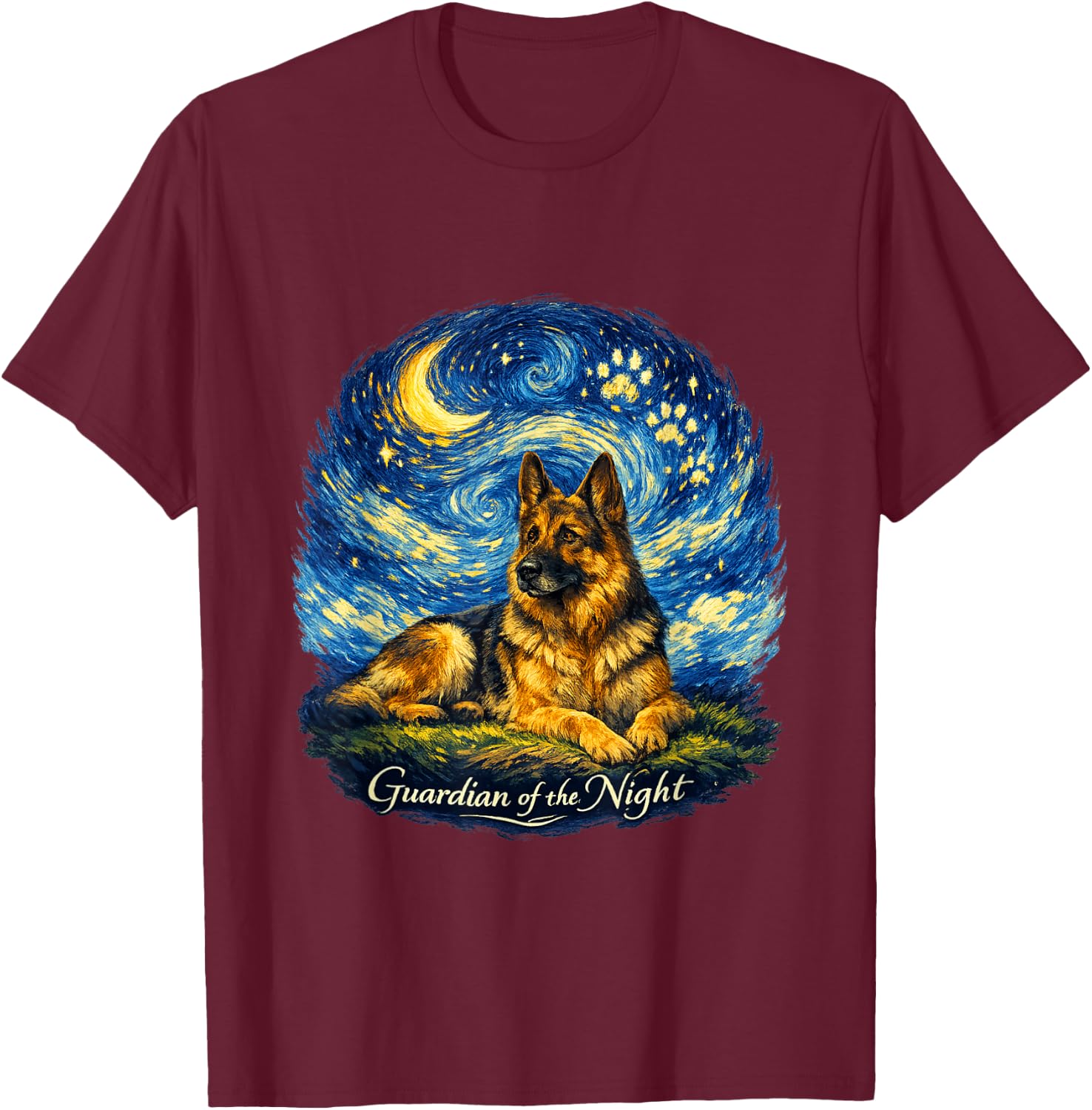 Starry Sky German Shepherd - German Shepherd Owner T-Shirt - T-Shirt | Maroon